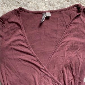 preloved ASOS dusty plum wrap front bodysuit 0